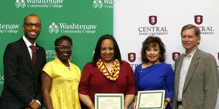 five people from Washtenaw Community College and Central State University hold transfer partnership agreements