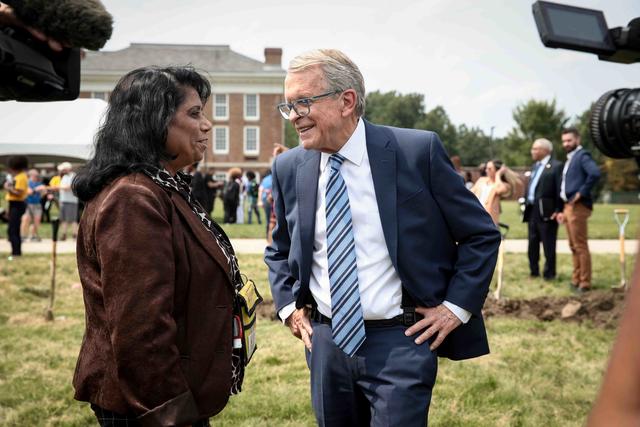 Ohio Gov. Mike DeWine participates in the Honors College groundbreaking at Central State University
