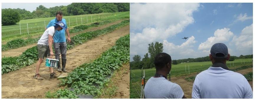 CSU researchers Dr Nagle and Dr Dhillion in the field.