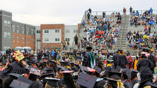 family and friends celebrate the graduates