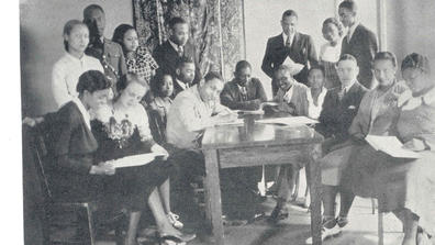staff meeting at central state university including several female trailblazers