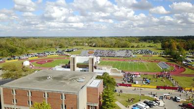 An aerial view of the Central State University campus in Wilberforce, Ohio
