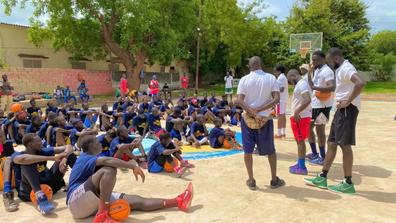 Ibrahima Jarjou leads a youth basketball camp in Senegal, West Africa