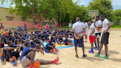 Ibrahima Jarjou leads a youth basketball camp in Senegal, West Africa