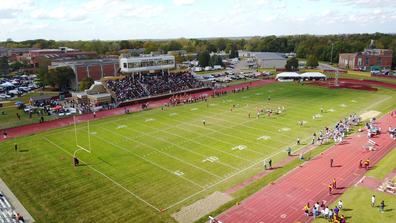 Aerial view of McPherson Stadium, college football field on the Central State University campus