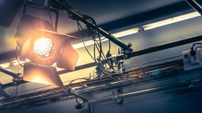 stage light shining brightly