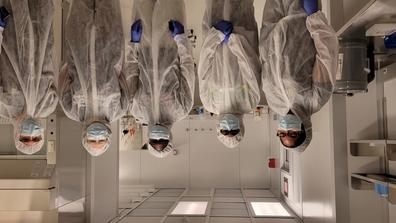 Central State University and other university Intel interns in a lab
