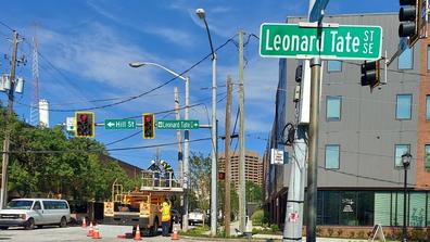 Leonard Tate Street in Atlanta, Georgia, named for the late Leonard Tate, Central State University class of 1970