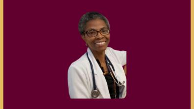 Dr. Karen Mathews on branded background