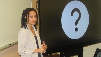 Keiana Briscoe presenting research on bee pollinators at the 2023 Central State University Bee Research Symposium