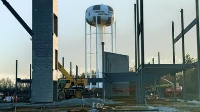 construction of a research facility at central state university with a CSU water tower in the background