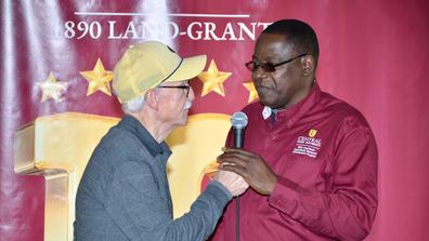 ﻿In Ohio Country Today reporter Gary Jackson interviews Ibrahim Katampe during the 2024 Land-Grant Open House in April