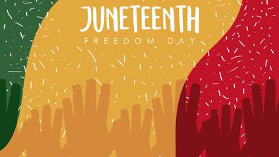 juneteenth freedom day lettering postcard