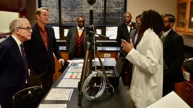 state officials and university administrators visit central state university classrooms