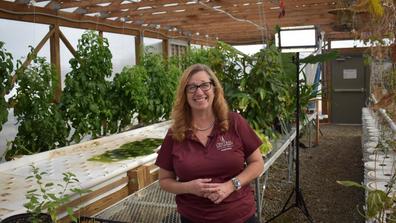 alcinda cindy folck in a greenhouse