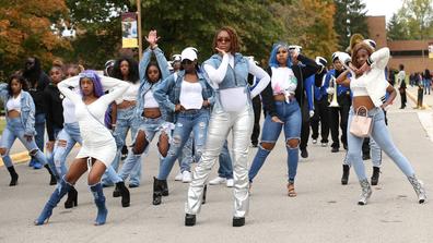 central state university student dancers in the homecoming parade