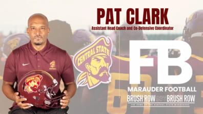 pat clark on a marauder athletics graphic