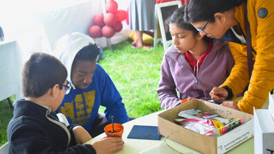 Dorance Daniels a Hamilton based central state university Extension educator introduces soil types to youngsters