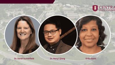 central state university graphic showing headshots for three people