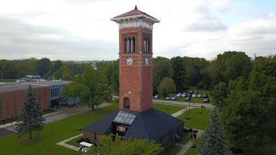 the famous bell tower on the Central State University campus in Wilberforce Ohio
