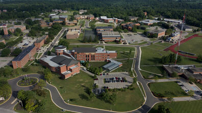 a drone aerial image of the central state university campus in wilberforce ohio