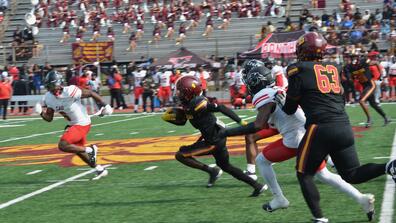 marauder football play at mcpherson stadium during homecoming 2024