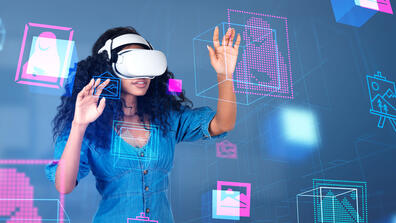 Woman wearing VR goggles