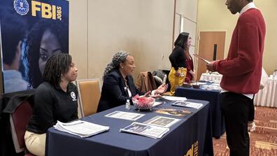 Student at Career Expo table
