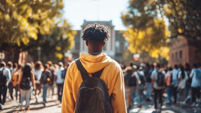 Black University - Male Student on college campus 