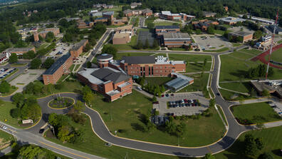 Visit the Admissions Office; aerial view of campus