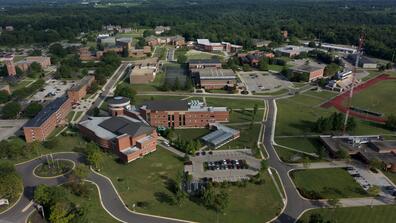 Aerial shot of campus