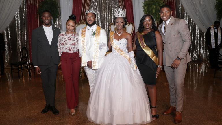 Six Black college students who make up the 2022-2023 academic year Royal Court at Central State University