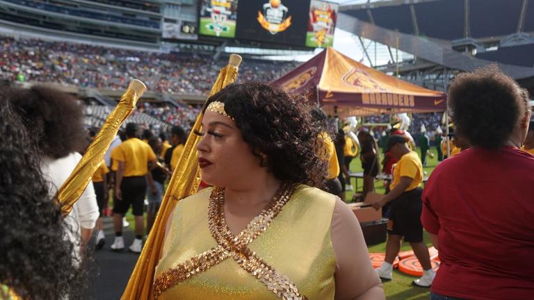 Auxiliary Corps member from Central State University on Soldier Field