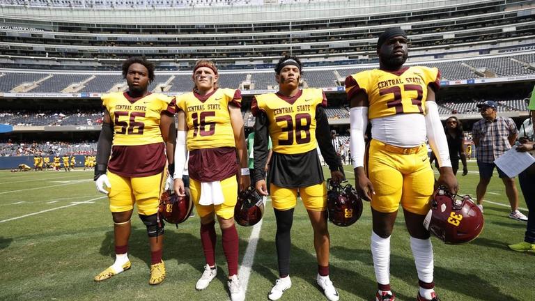 Central State University Marauders football team on Soldier Field for the 25th Chicago Football Classic