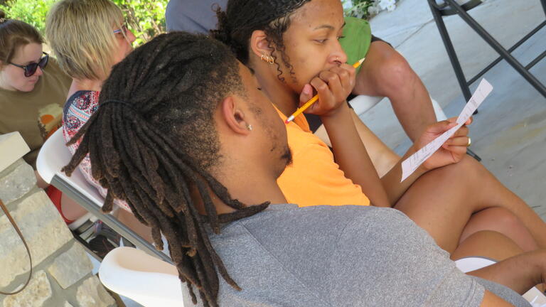 Kamille learning in the Garden