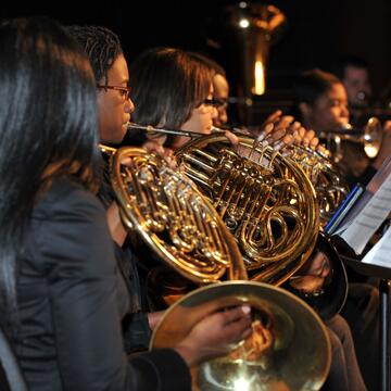 musicians play orchestra music