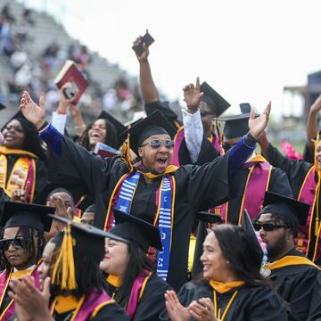 central state university graduates react to a surprise $175,000 gift from the central state university foundation