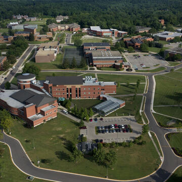 a drone aerial image of the central state university campus in wilberforce ohio