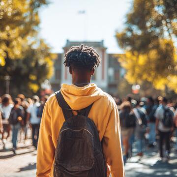 Black University - Male Student on college campus 