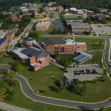 Visit the Admissions Office; aerial view of campus