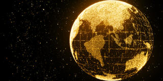 Golden globe hovering in space