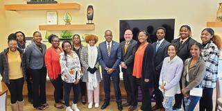 Presidential and Trustee Scholars with President Thomas and Dr. Schlag