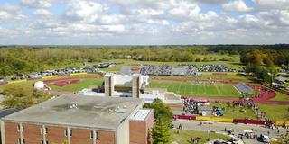 An aerial view of the Central State University campus in Wilberforce, Ohio