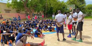 Ibrahima Jarjou leads a youth basketball camp in Senegal, West Africa