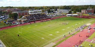 Aerial view of McPherson Stadium, college football field on the Central State University campus