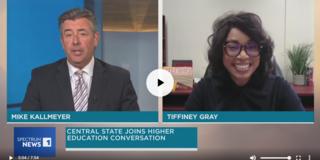 screen capture of News5Cleveland's Mike Kallmeyer and Central State University Vice President of Institutional Advancement Tiffiney Gray discussing HBCUs in Ohio