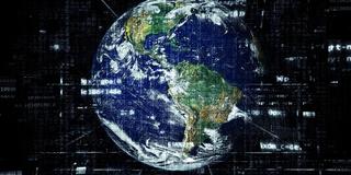 earth from outer space with interconnected lines