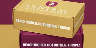 box with central state university logo and the words reach higher. go further. thrive!