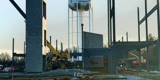 construction of a research facility at central state university with a CSU water tower in the background