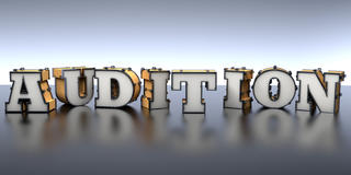 the word audition in 3-D block lettering